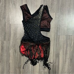 Custom Leopard Rhiestone Fringe Dance Costume